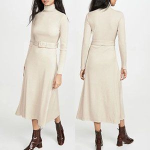 NWOT $229 Club Monaco Melissah Knit Mock Neck Belted Dress In Cream Size XS